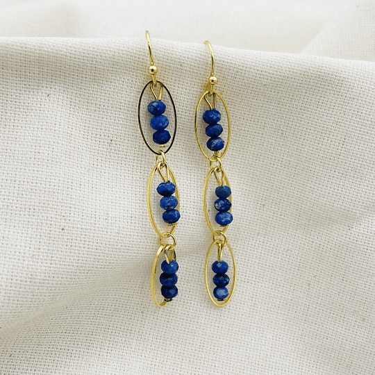 Aros cadena de óvalos con Lapislázuli