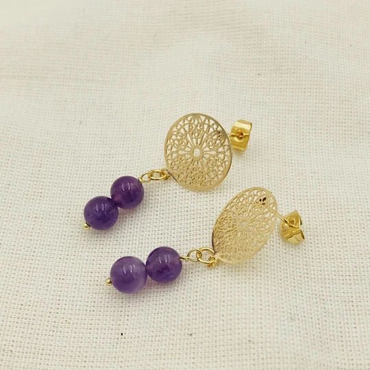 Aros mandála dorada y Amatista