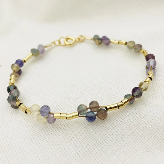 Pulsera ¨Trenza¨de piedras Fluorita
