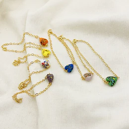 Pulsera corazón de vidrio pintado