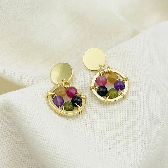 Aros dorados ¨Manzanilla¨ multicolor