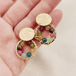 Aros dorados ¨Lirio Reina¨multicolor