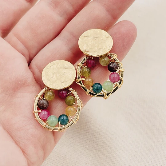 Aros dorados ¨Lirio Reina¨multicolor