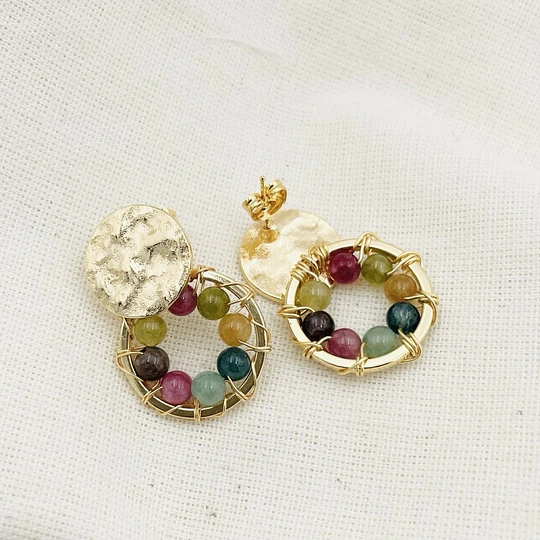 Aros dorados ¨Lirio Reina¨multicolor