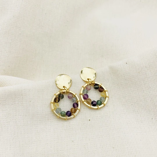 Aros dorados ¨Lirio¨de Fluorita