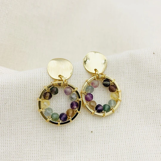 Aros dorados ¨Lirio¨de Fluorita