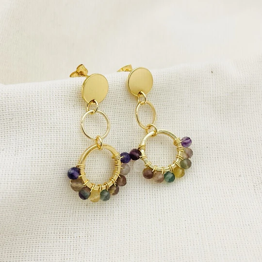 Aros dorados ¨Tulipán¨de Fluorita