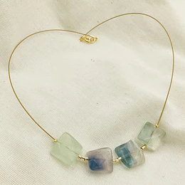 Collar cuadrados de piedra Fluorita