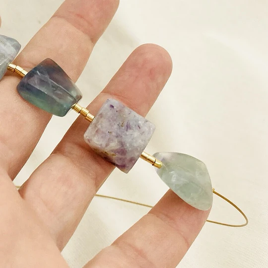 Collar cuadrados de piedra Fluorita