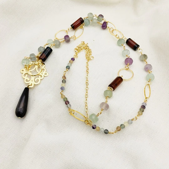 Collar largo con mix de piedras naturales