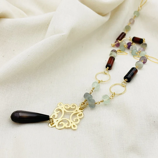 Collar largo con mix de piedras naturales