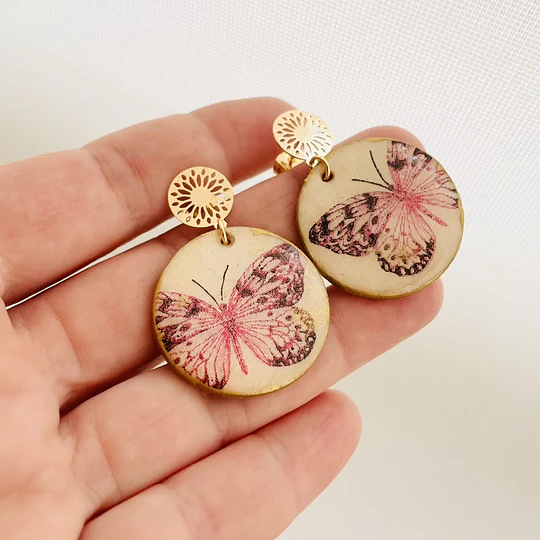 Aros mariposas rojas