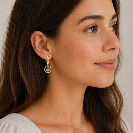 Aros dorados con piedras Fluorita