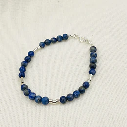 Pulsera De Plata Y Piedras Lapislázuli