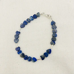 Pulsera corazones de Lapislazuli y plata
