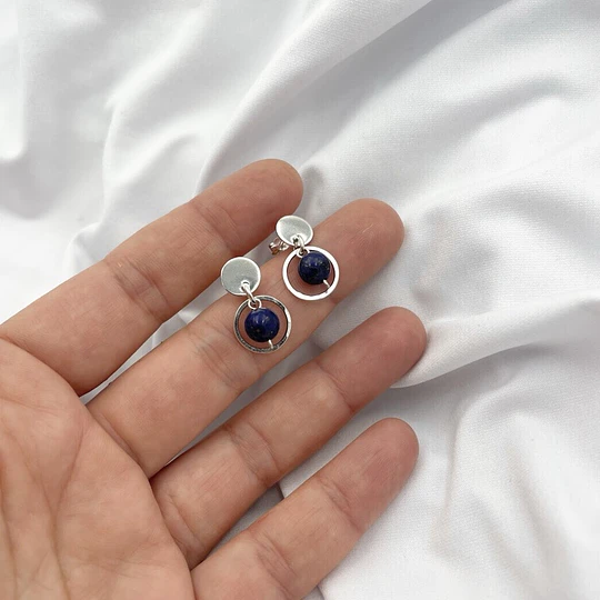 Aros de plata y piedra Lapislazuli