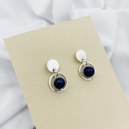 Aros de plata y piedra Lapislazuli