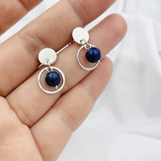 Aros de plata y piedra Lapislazuli