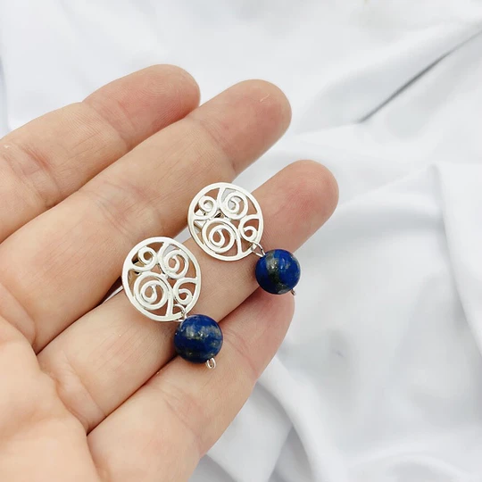 Aros de plata con piedra Lapislázuli