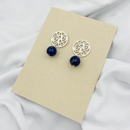 Aros de plata con piedra Lapislázuli