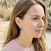 Aros hojas de plata con piedra Lapislazuli
