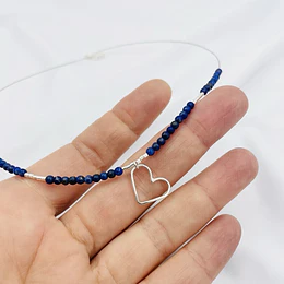 Collar Lapislázuli miniatura y Corazón de plata