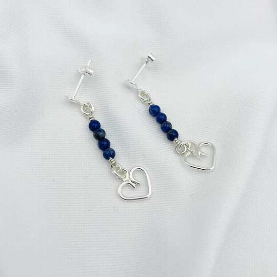 Aros Corazón de plata y piedras naturales