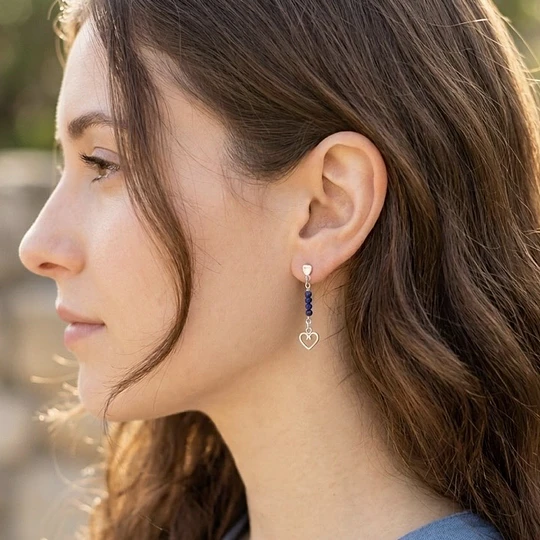 Aros Corazón de plata y piedras naturales
