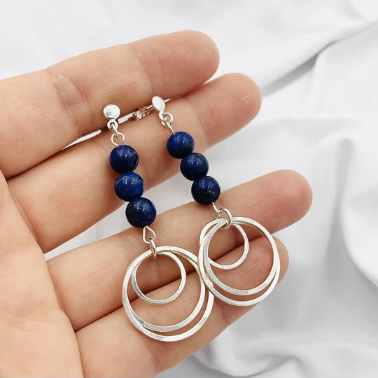 Aros de plata y piedra Lapislázuli