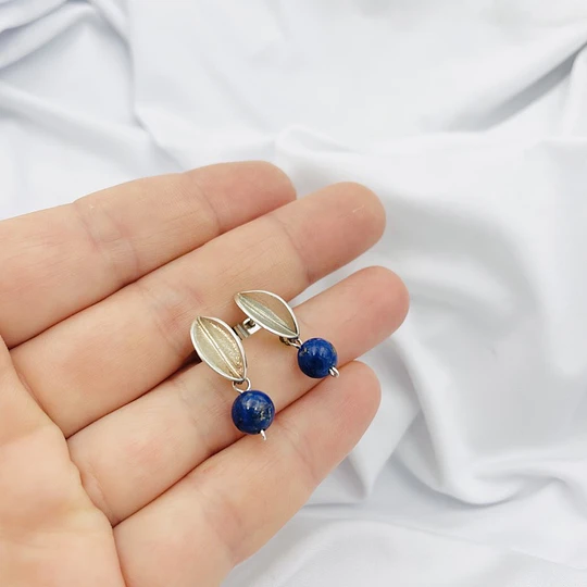 Aros De Plata Y Piedra Lapislazuli