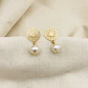 Aros mandala dorados con perlas