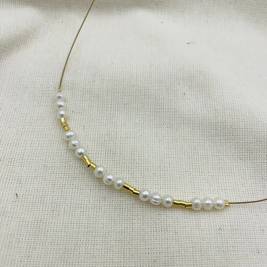 Collar gargantilla de perlas naturales