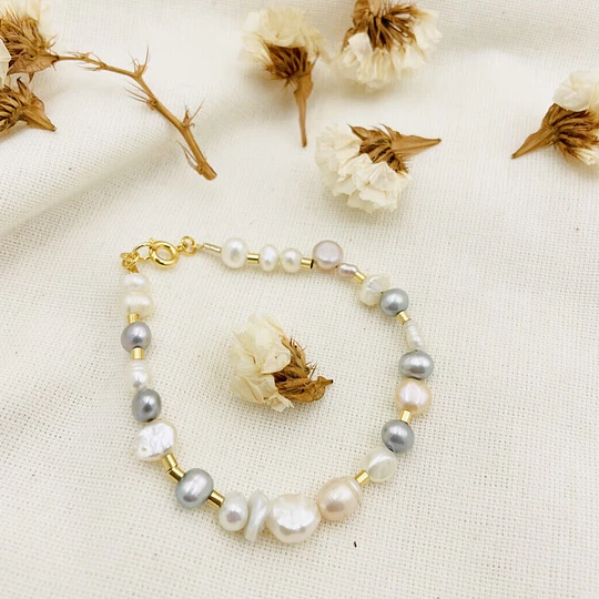 Pulsera mix perlas naturales