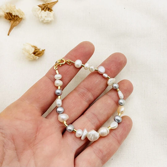 Pulsera mix perlas naturales