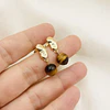 Aros dorados con piedra Ojo de tigre