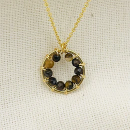 Collar ¨Pompón¨ entorchado Ojo de tigre