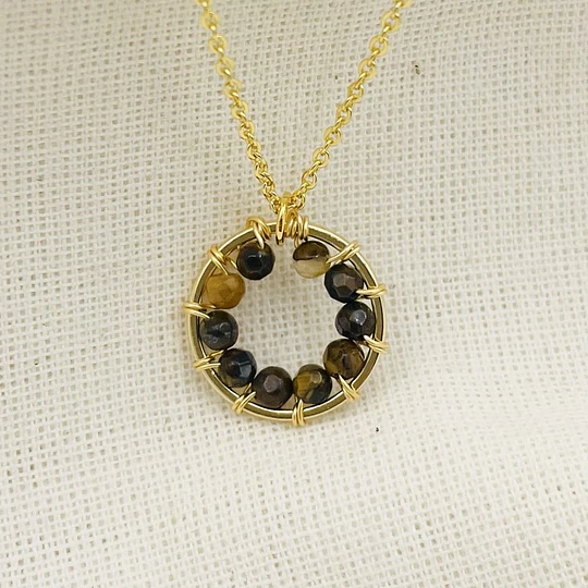 Collar ¨Pompón¨ entorchado Ojo de tigre