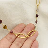 Collar dorado y corazones de piedra