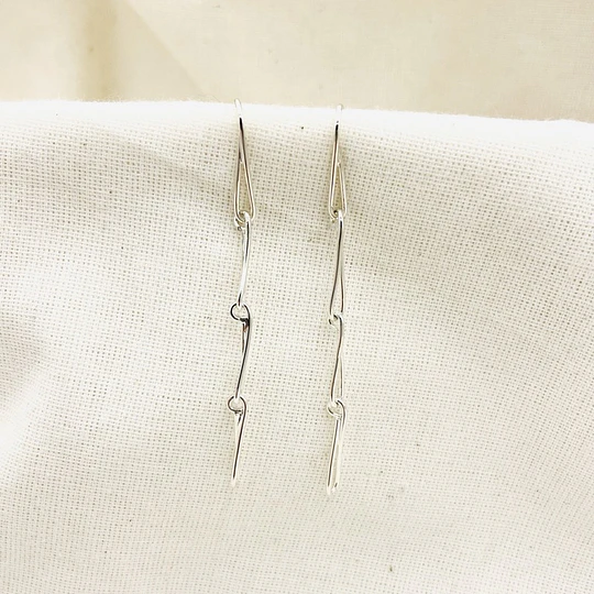 Aros cadena lagrimas de plata