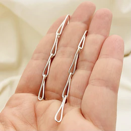 Aros cadena lagrimas de plata