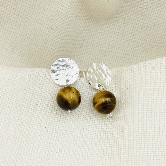 Aros de plata y piedra Ojo de Tigre