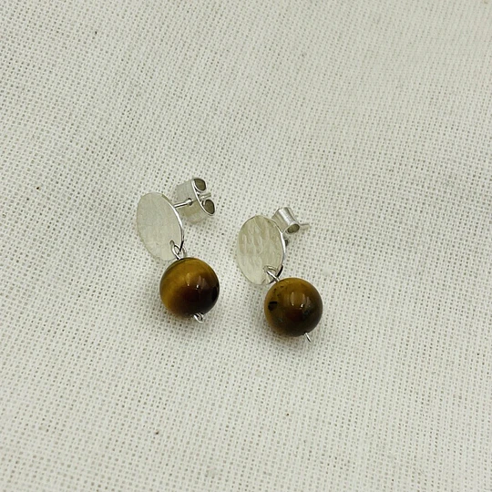Aros de plata y piedra Ojo de Tigre