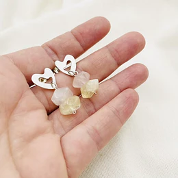 Aros de plata con Cuarzo rosa y citríno