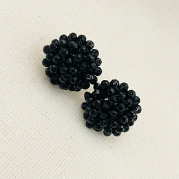 Aros Botón con cristales negros