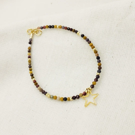 Pulsera estrella minimalista con piedra Mookaita 