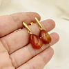 Aros dorados con piedra Agata Cornalina