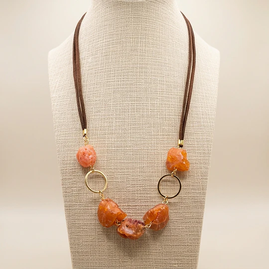 Collar piedras Agata Cornalina en bruto