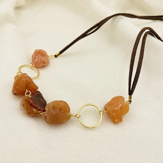 Collar piedras Agata Cornalina en bruto