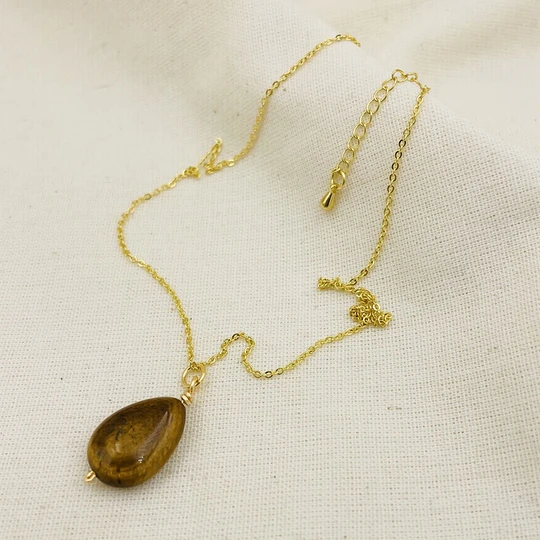 Collar cadena dorada con piedra Ojo de tigre