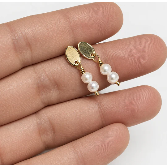 Aros dorados con perlas mini
